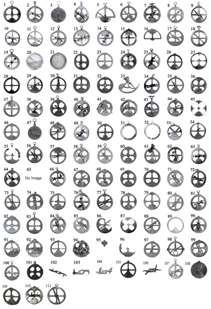 All known astrolabes except No. 65